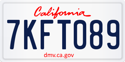 CA license plate 7KFT089