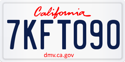 CA license plate 7KFT090