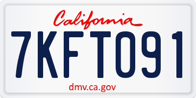 CA license plate 7KFT091