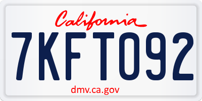 CA license plate 7KFT092