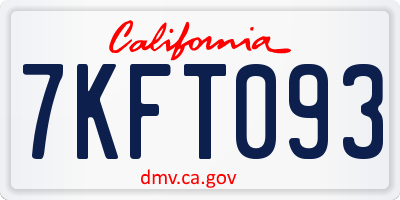 CA license plate 7KFT093