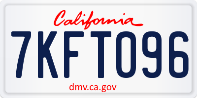 CA license plate 7KFT096