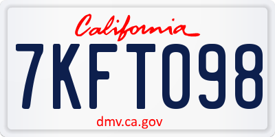 CA license plate 7KFT098