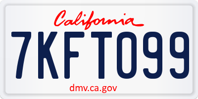 CA license plate 7KFT099