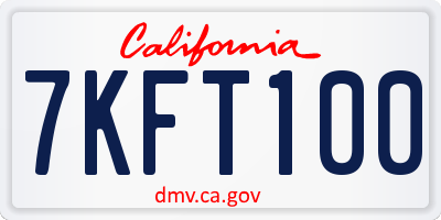 CA license plate 7KFT100