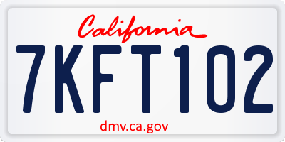 CA license plate 7KFT102
