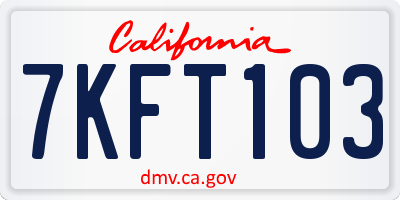 CA license plate 7KFT103