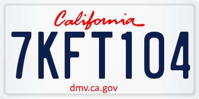 CA license plate 7KFT104