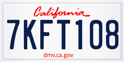 CA license plate 7KFT108