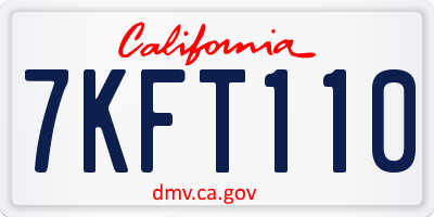 CA license plate 7KFT110