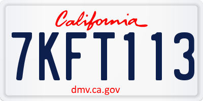 CA license plate 7KFT113