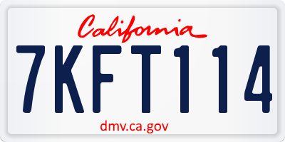 CA license plate 7KFT114