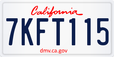 CA license plate 7KFT115