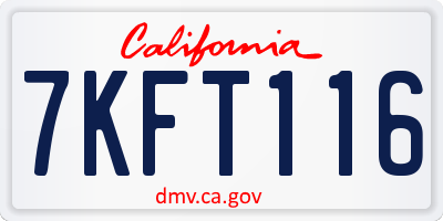 CA license plate 7KFT116