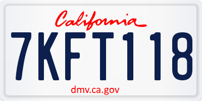 CA license plate 7KFT118