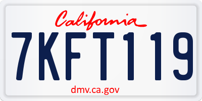 CA license plate 7KFT119