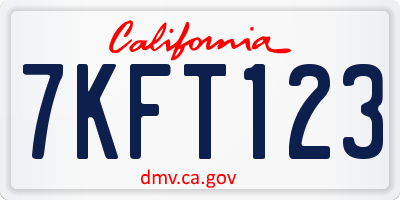 CA license plate 7KFT123
