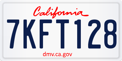 CA license plate 7KFT128
