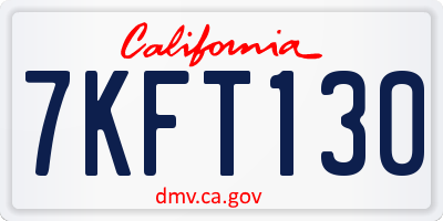 CA license plate 7KFT130
