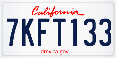 CA license plate 7KFT133