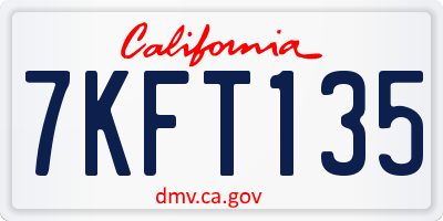 CA license plate 7KFT135