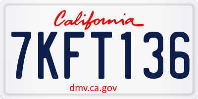 CA license plate 7KFT136