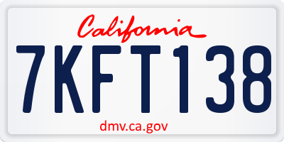CA license plate 7KFT138