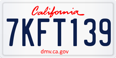 CA license plate 7KFT139