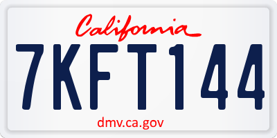 CA license plate 7KFT144