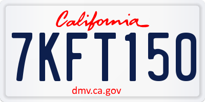 CA license plate 7KFT150