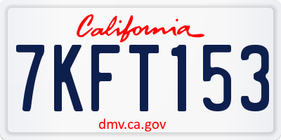 CA license plate 7KFT153