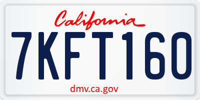 CA license plate 7KFT160