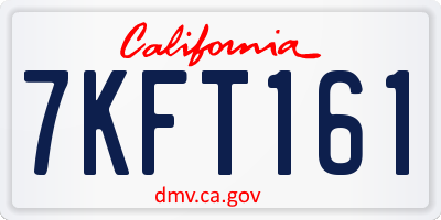 CA license plate 7KFT161