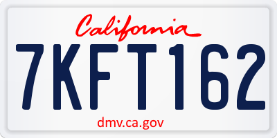 CA license plate 7KFT162