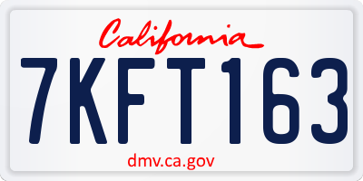 CA license plate 7KFT163