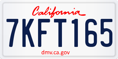 CA license plate 7KFT165
