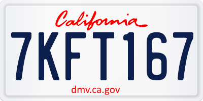 CA license plate 7KFT167