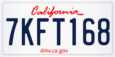 CA license plate 7KFT168