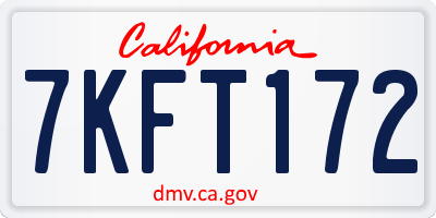 CA license plate 7KFT172