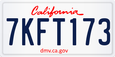 CA license plate 7KFT173