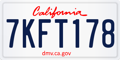 CA license plate 7KFT178