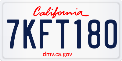 CA license plate 7KFT180