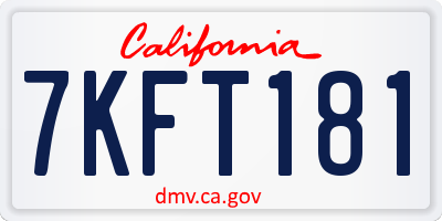 CA license plate 7KFT181