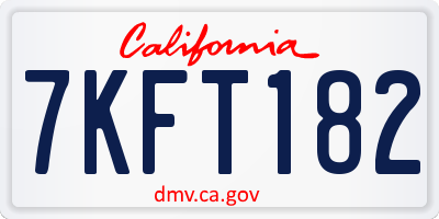 CA license plate 7KFT182