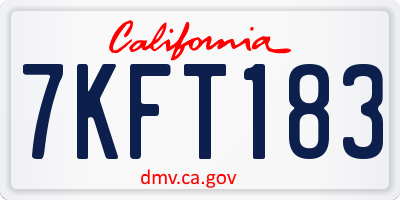 CA license plate 7KFT183