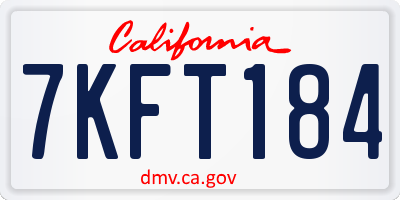 CA license plate 7KFT184