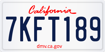 CA license plate 7KFT189