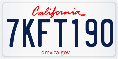 CA license plate 7KFT190