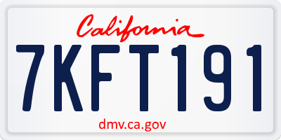 CA license plate 7KFT191