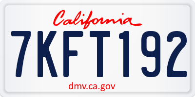 CA license plate 7KFT192